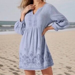 Tommy Bahama St. Lucia Split
Neck Linen Blend w/Eyelet Dress Size Large